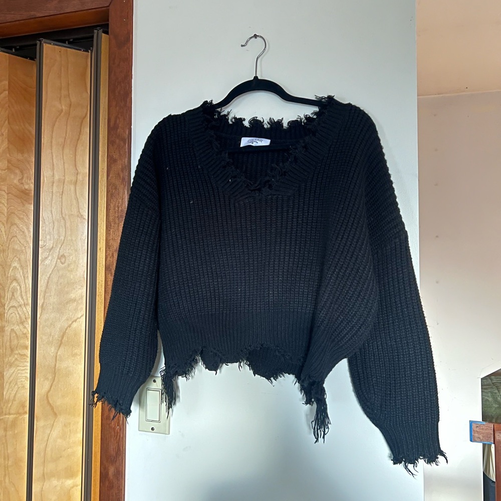 Black Distressed Sweater